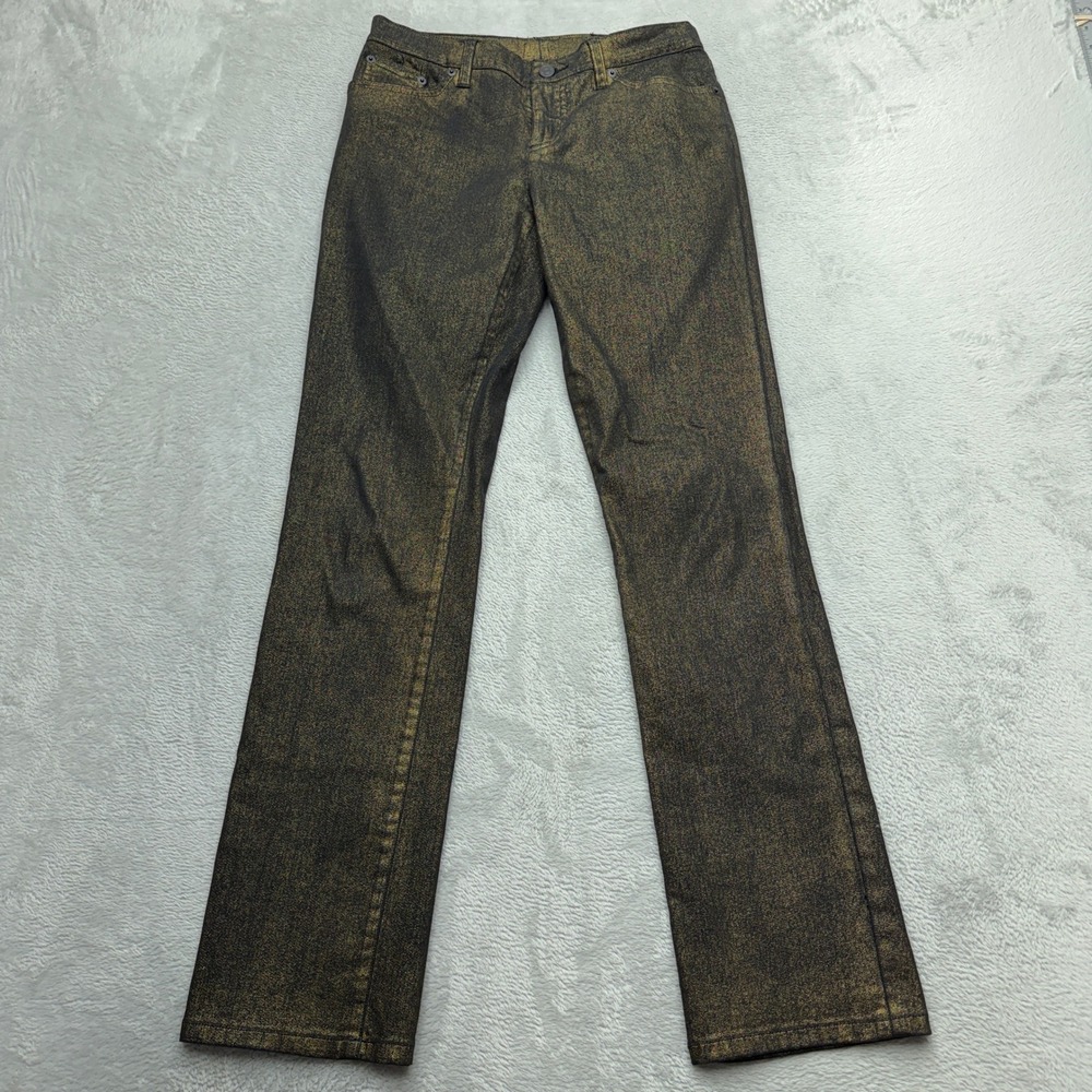 Lauren Ralph Lauren Jeans Womens 29 Bronze Modern Straight Metallic Coated Denim